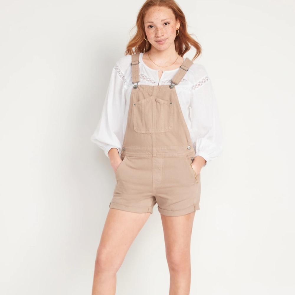 Old Navy slouchy, 3.5 inch inseam, overalls